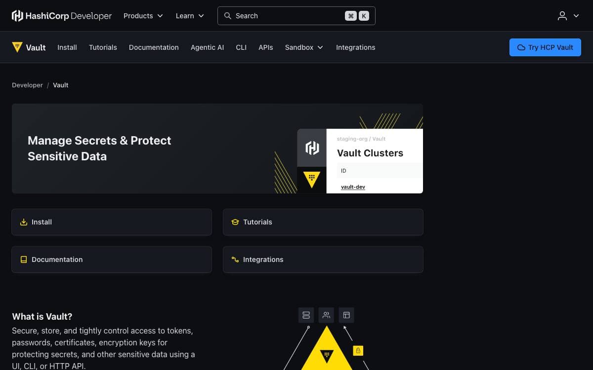 Screenshot of HashiCorp Vault website