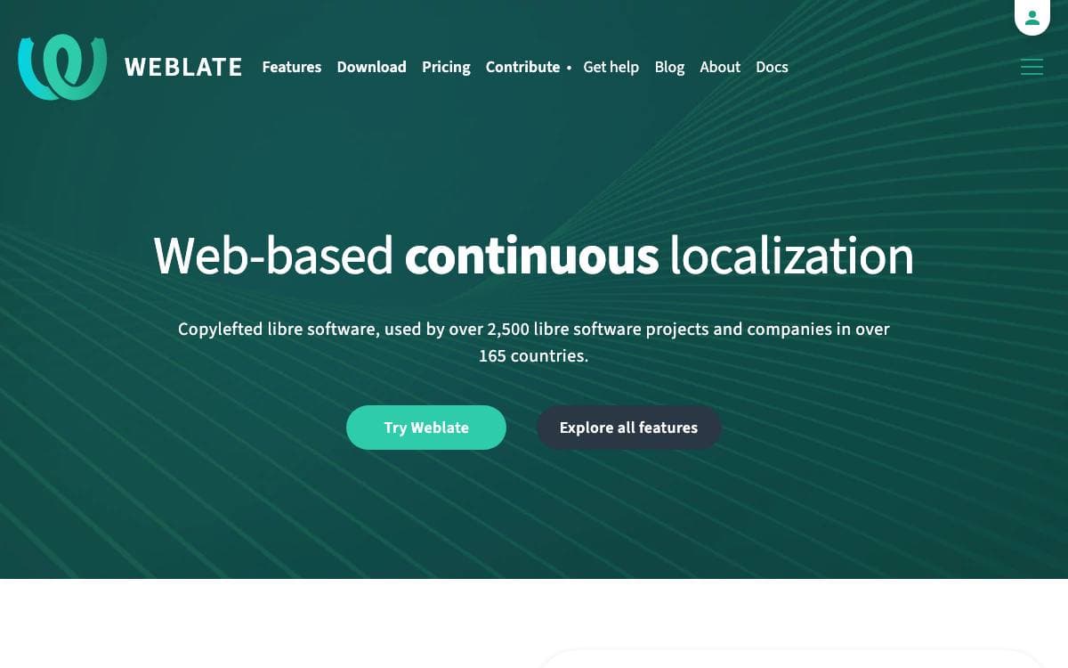 Screenshot of Weblate website