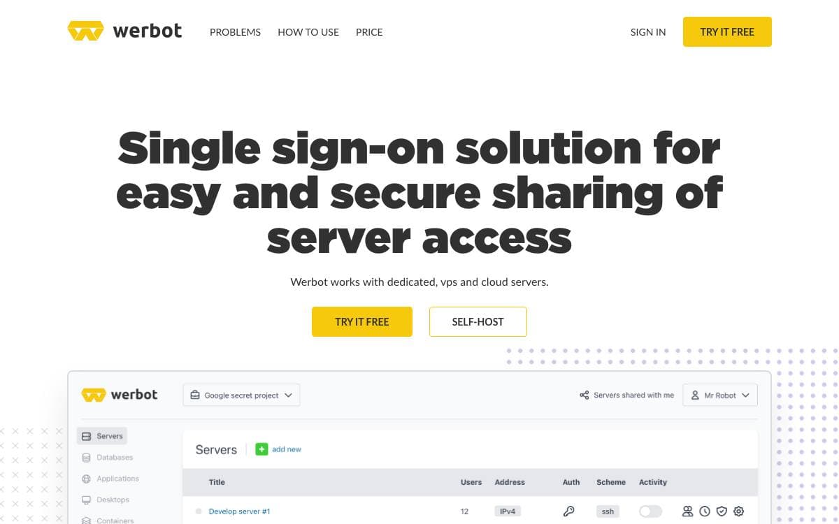 Screenshot of Werbot website