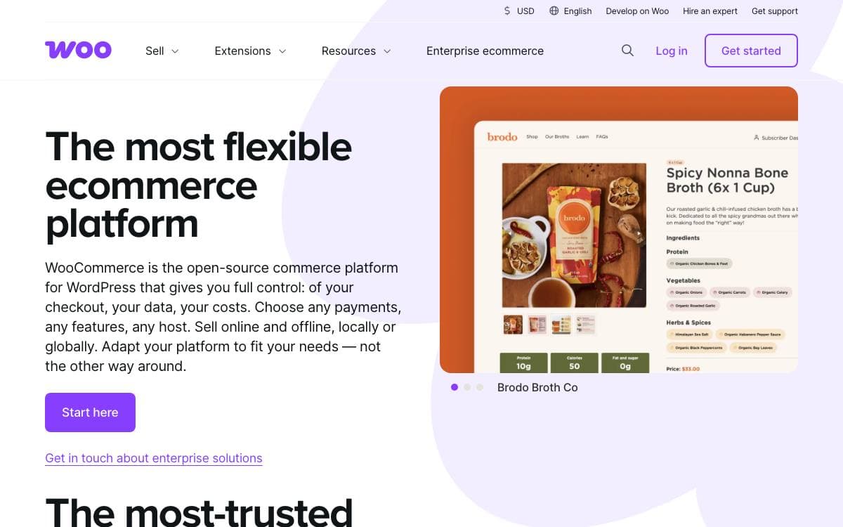 Screenshot of WooCommerce website