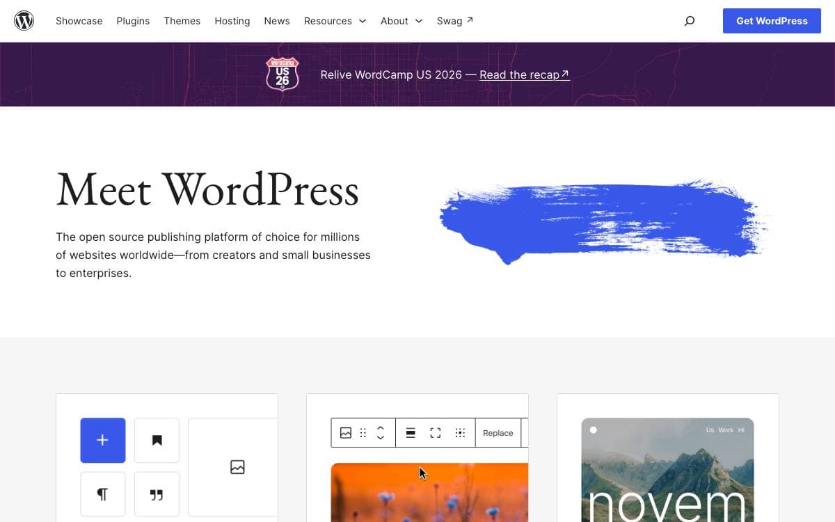 Screenshot of WordPress website