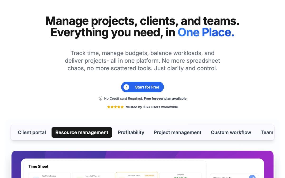 Screenshot of Worklenz website