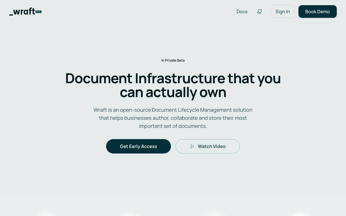 Screenshot of Wraft website