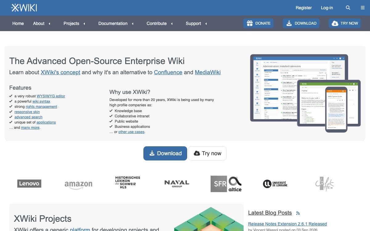 Screenshot of XWiki website