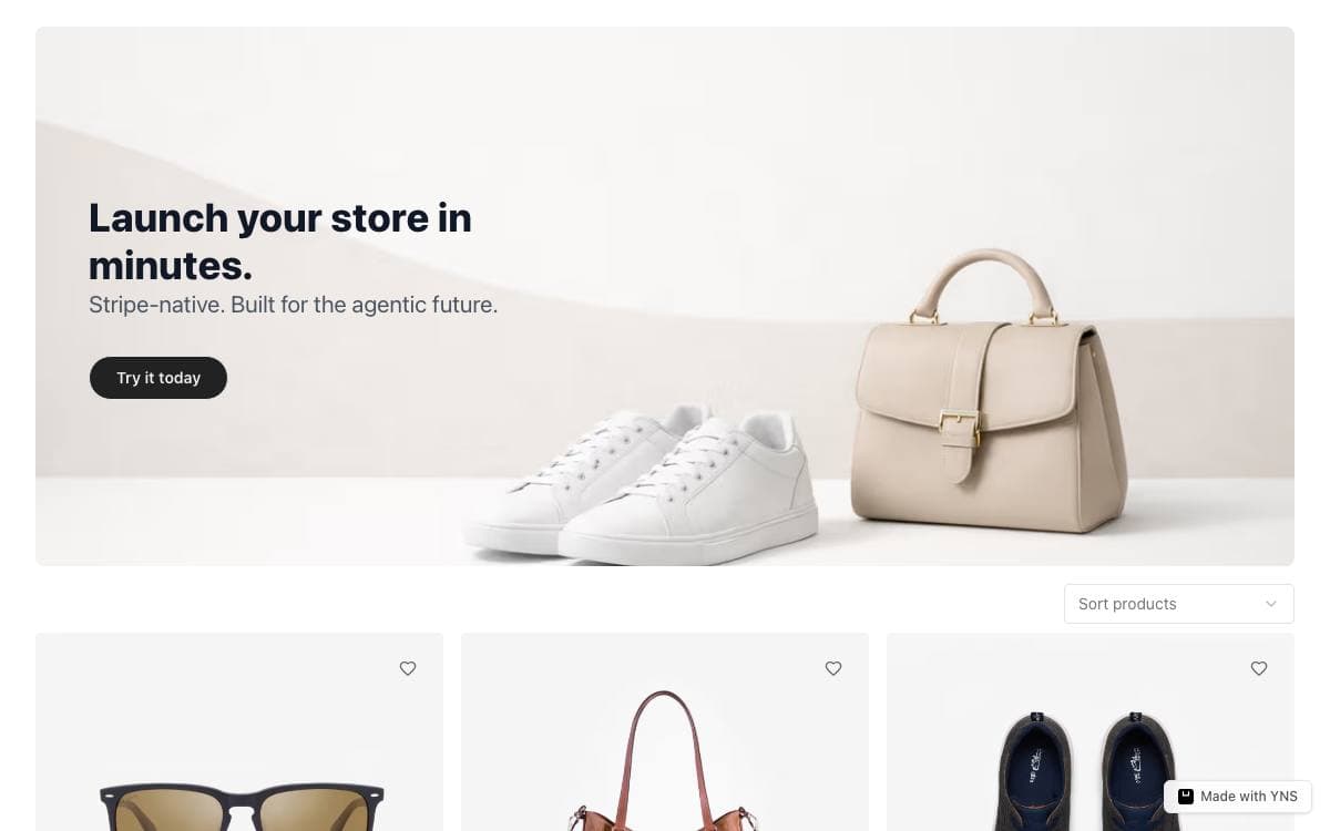 Screenshot of Your Next Store (YNS) website
