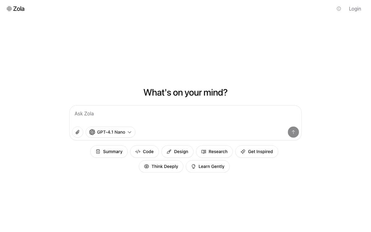 Screenshot of Zola website